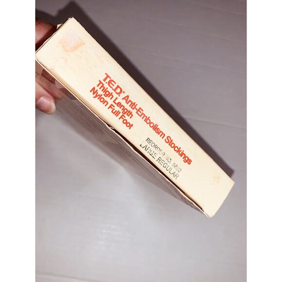 T.E.D. Anti-Embolism Stockings Thigh Length L-Regular 1 pair Nylon Full Foot NOS - Picture 7 of 7